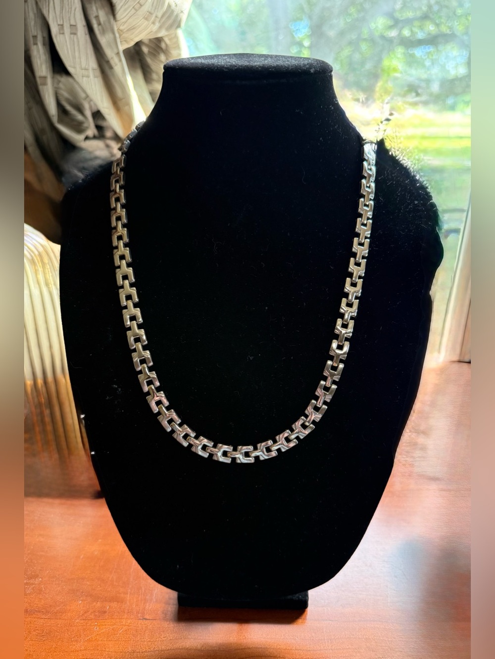 Classic Stainless Steel Interlocking Geometric Link Design 24” Chain